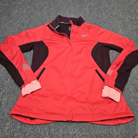 Nike Dri Fit Running Jacket Large Waffle Knit Thermal Lined Athletic Fitness - Picture 1 of 10